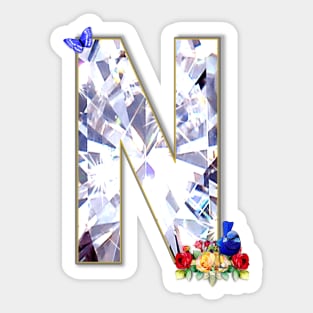 Name Initial Letter N and Blue Fairy Wren Sticker